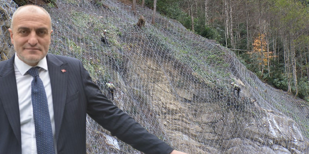 Ayder’de kaya riskine karşı çelik örgülü önlem
