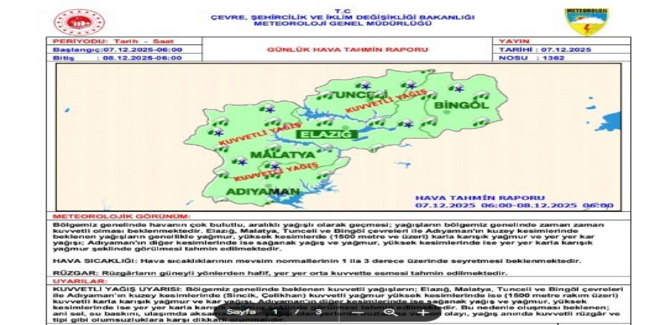 Meteorolojiden Kuvvetli Yağış Uyarısı
