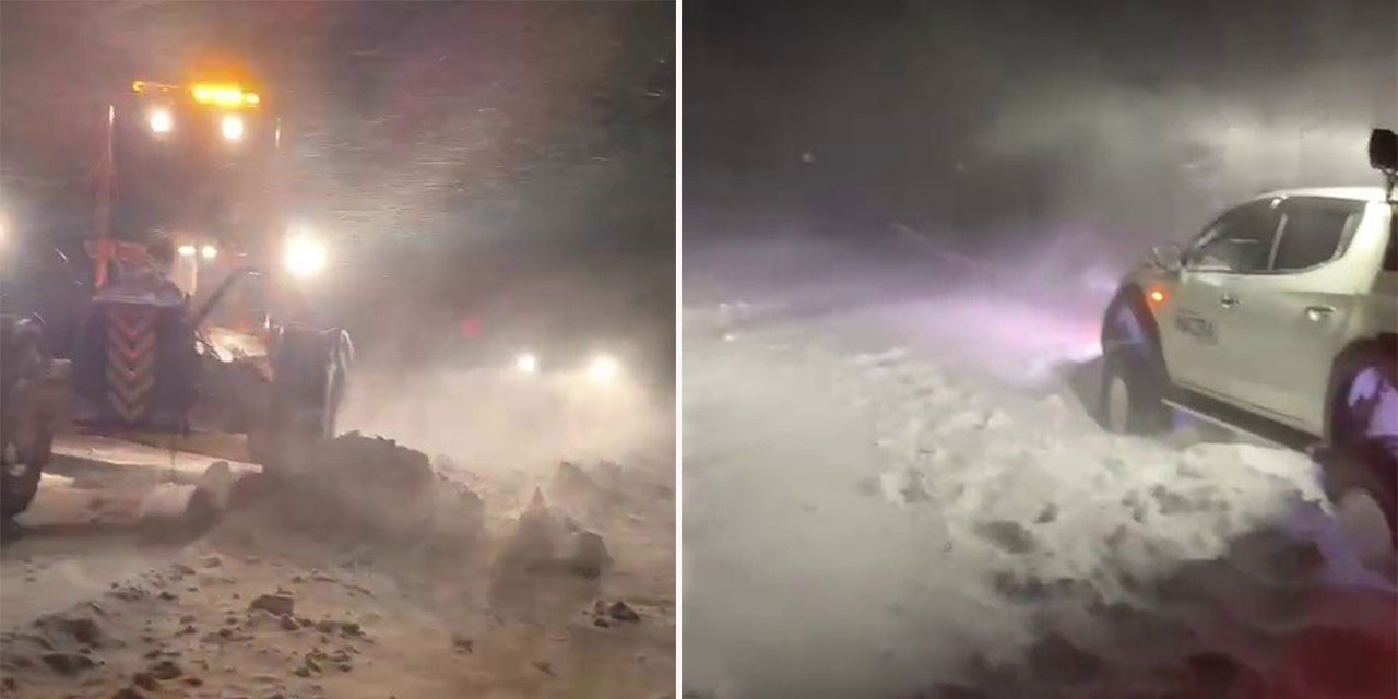 Palandöken geçidinde kar ve tipi nedeniyle mahsur kaldılar