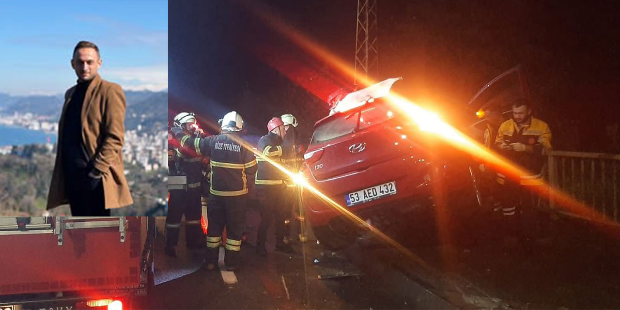 Rize’de Otomobil Bariyerlere Çarptı 1 Ölü, 1 Yaralı