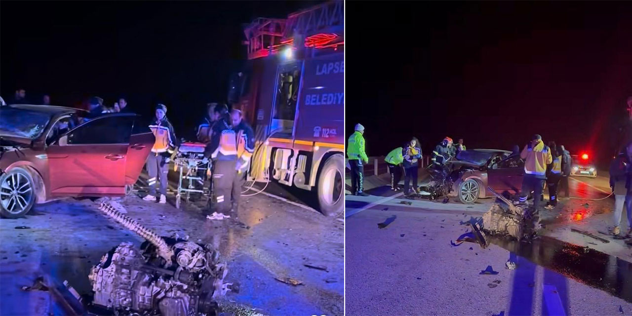 Çanakkale'de 2 otomobil çarpıştı: 5 ölü, 1 yaralı