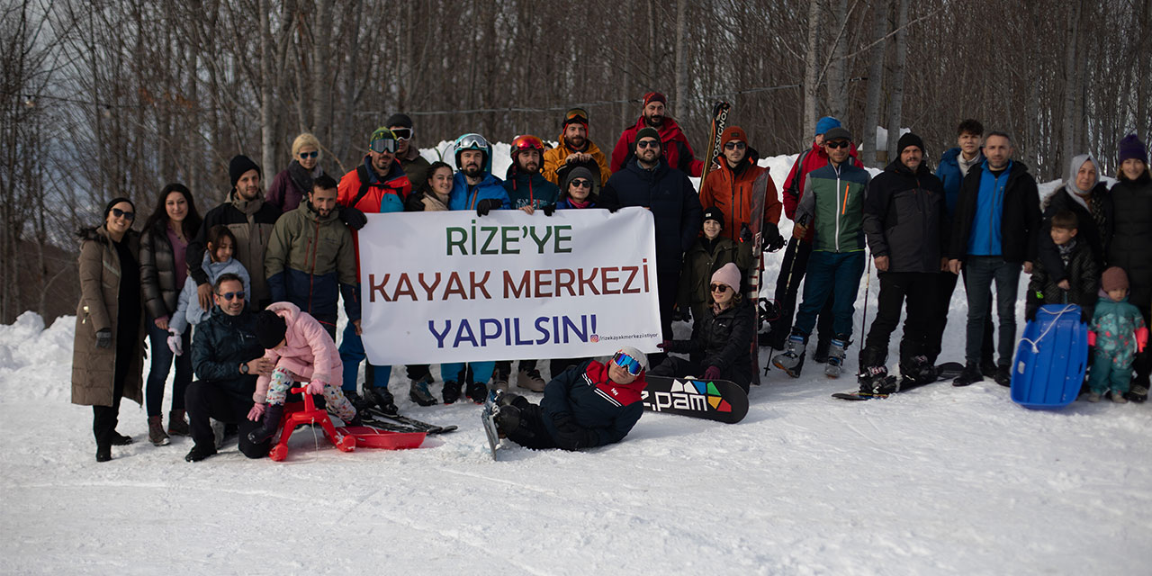 Rize'de deniz manzaralı yaylada kayak keyfi
