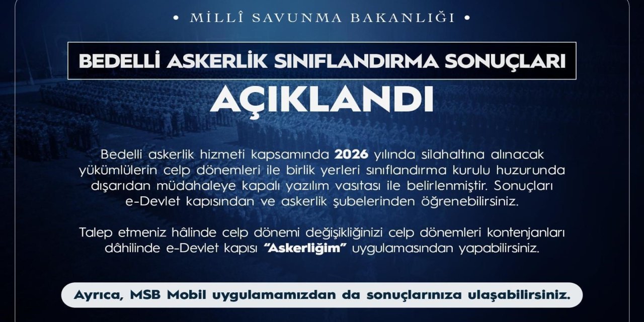 Bedelli askerlik sınıflandırma sonuçları açıklandı