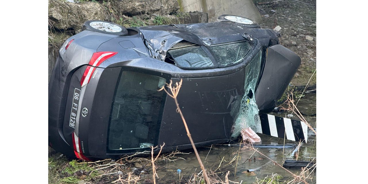 Zonguldak'ta kaza sonrası dereye düşen otomobilin sürücüsü yaralandı