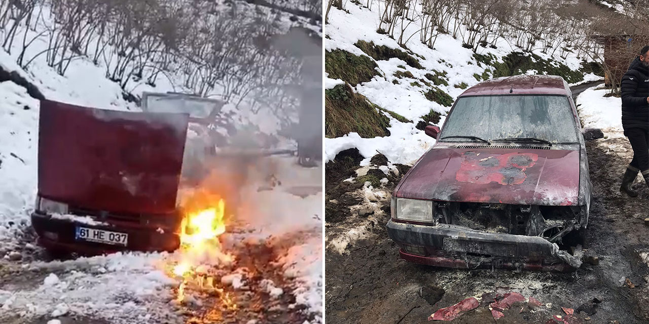 Trabzon'da seyir halindeki otomobilde çıkan yangın söndürüldü