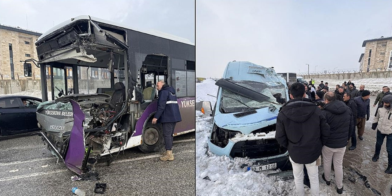 Hakkari'de otobüs ile minibüsün çarpıştığı kazada 18 kişi yaralandı