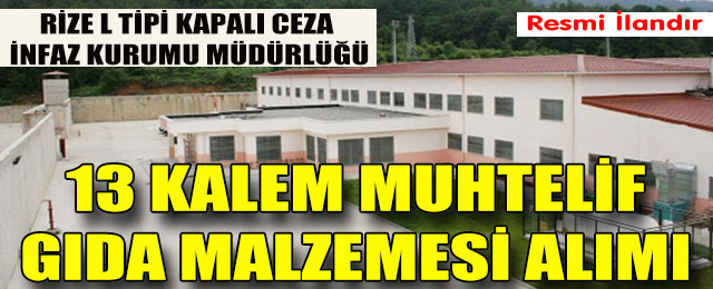 13 Kalem Muhtelif Gıda Malzemesi Satın Alınacaktır