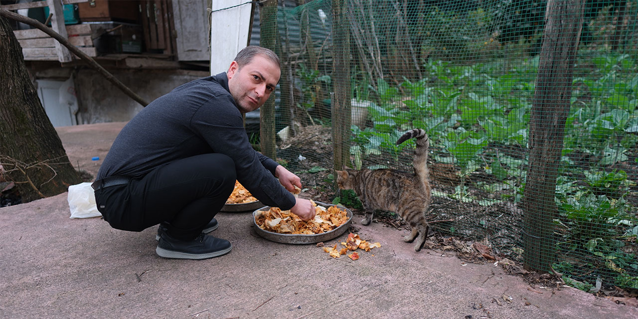 Rize'de babadan kalan 'anlamlı miras'; lokantada artan yiyecekleri sokak kedilerine götürüyor