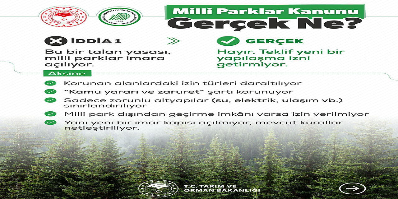 Bakanlıktan, Milli Parklar Kanun teklifi ile ilgili eleştirilere açıklama