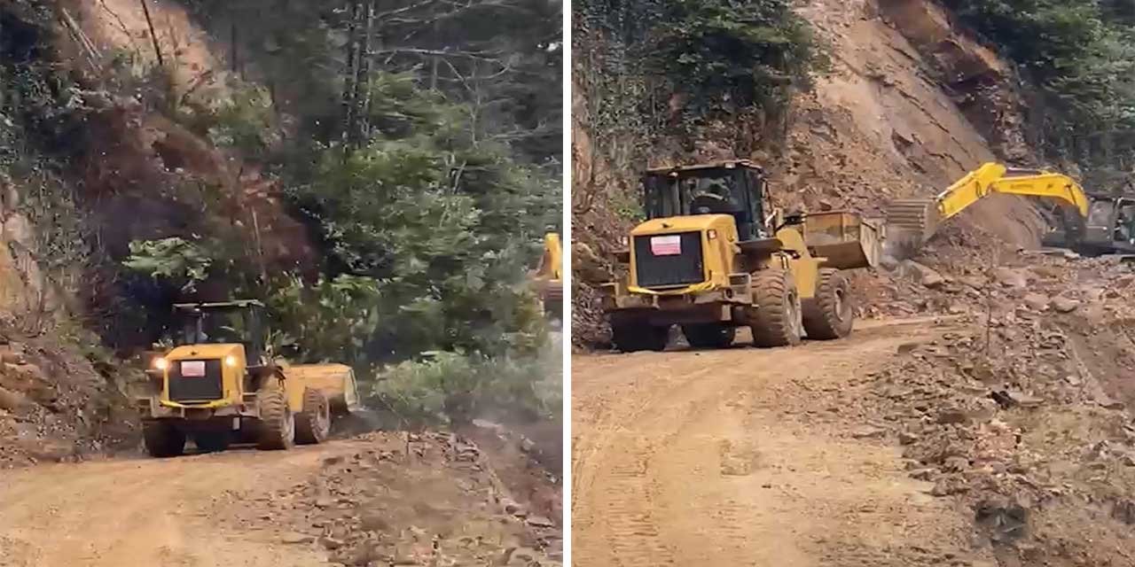Rize’de heyelanı temizleyen iş makinesi 2. heyelandan son anda kurtuldu