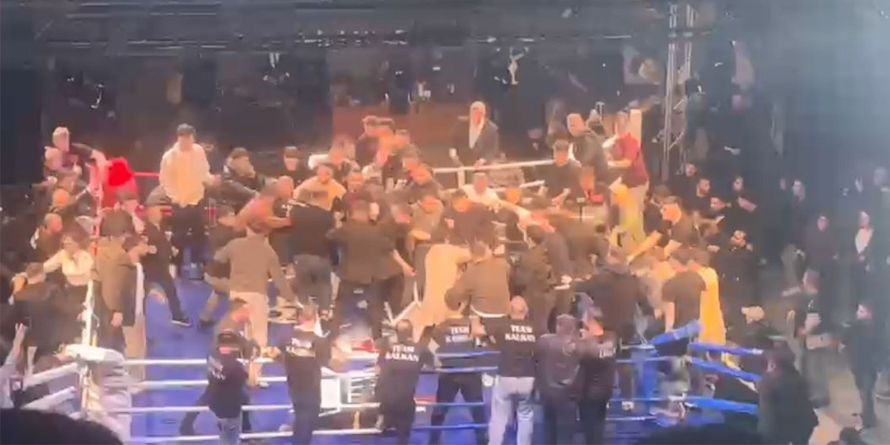 Trabzon'da boks maçında kavga kamerada