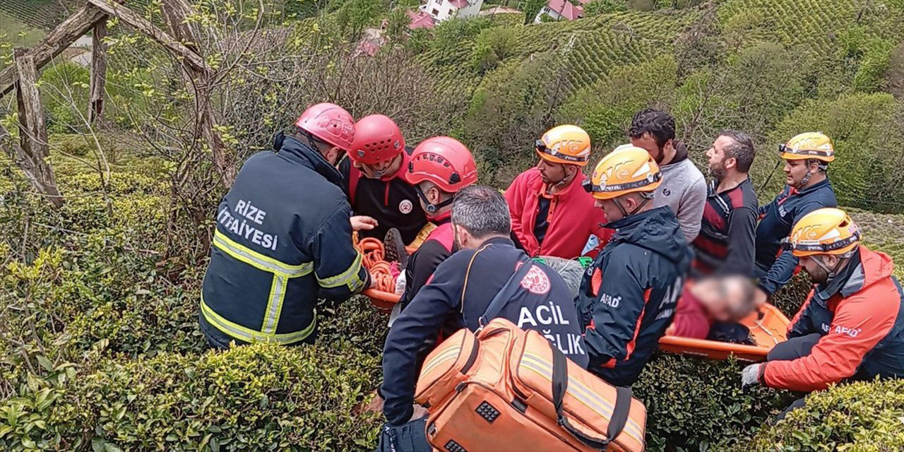 Rize’de Çay Bahçesinde Korkutan Kaza!