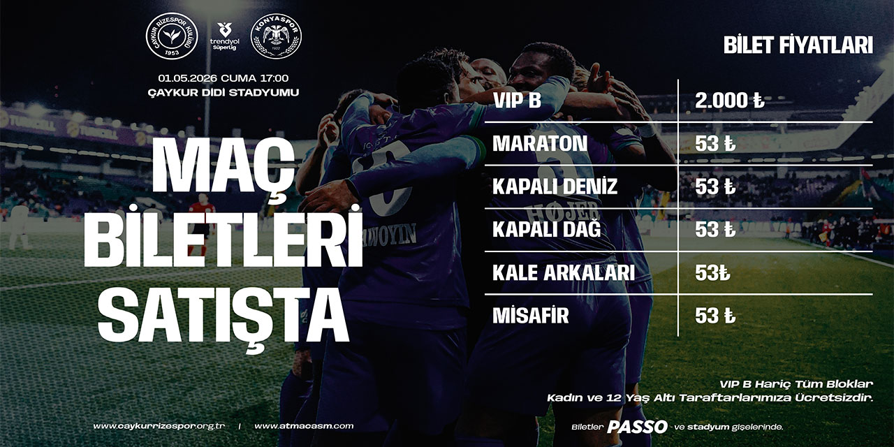 Çaykur Rizespor - Tümosan Konyaspor Maçının Biletleri Satışta