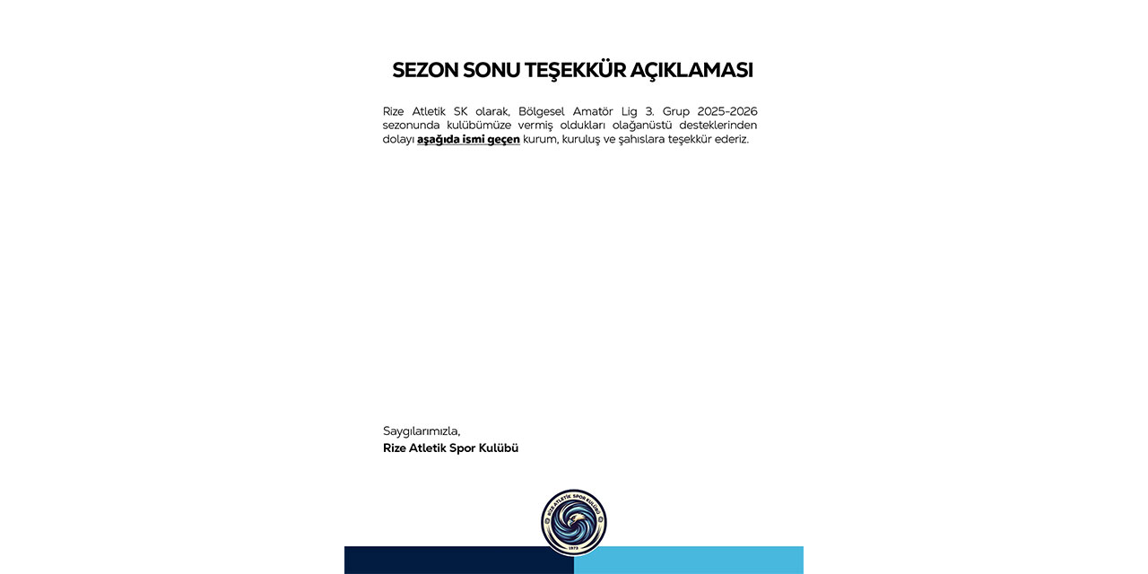 Rize Atletik’ten Sitem Dolu Teşekkür: Boş Listeyle Desteksizliğe Tepki
