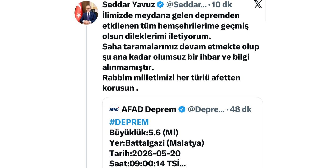 Malatya Valisi Yavuz’dan deprem açıklaması
