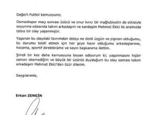 Erkan Zengin, Ekici’den Özür Diledi