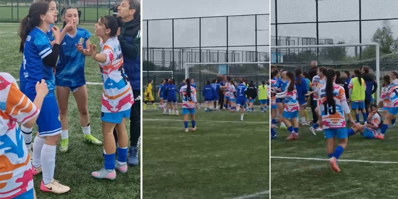 Kadın futbol takımı oyuncuları sahada birbirine girdi