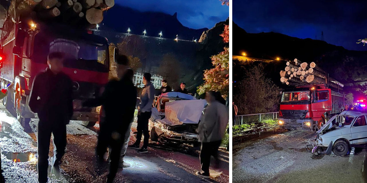Gümüşhane'de kamyon ile otomobilin çarpıştığı kazada 2'si ağır 3 kişi yaralandı