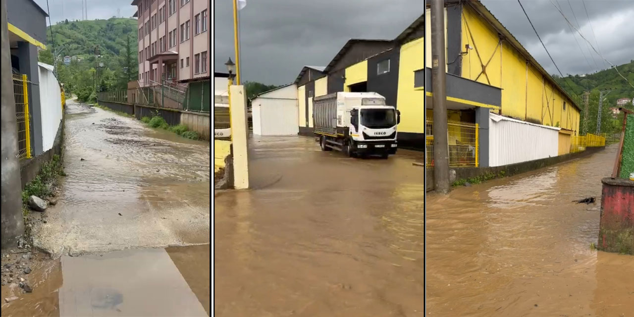 Rize’de sağanak; çay fabrikası ile inşaat alanını su bastı