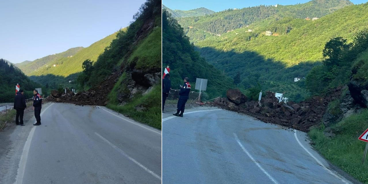 Trabzon-Bayburt kara yolu heyelan nedeniyle ulaşıma kapandı