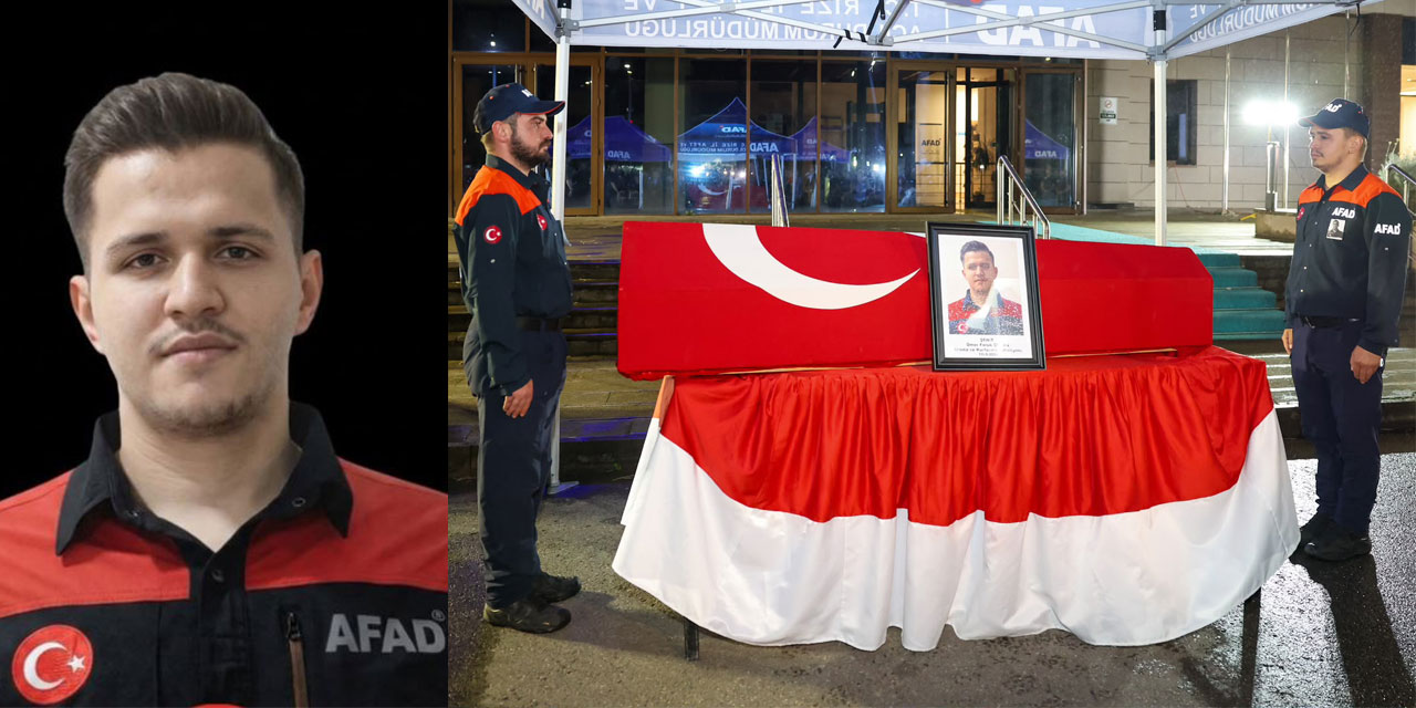 Rize'de botun devrilmesi sonucu hayatını kaybeden AFAD personelinin cenazesi memleketine uğurlandı