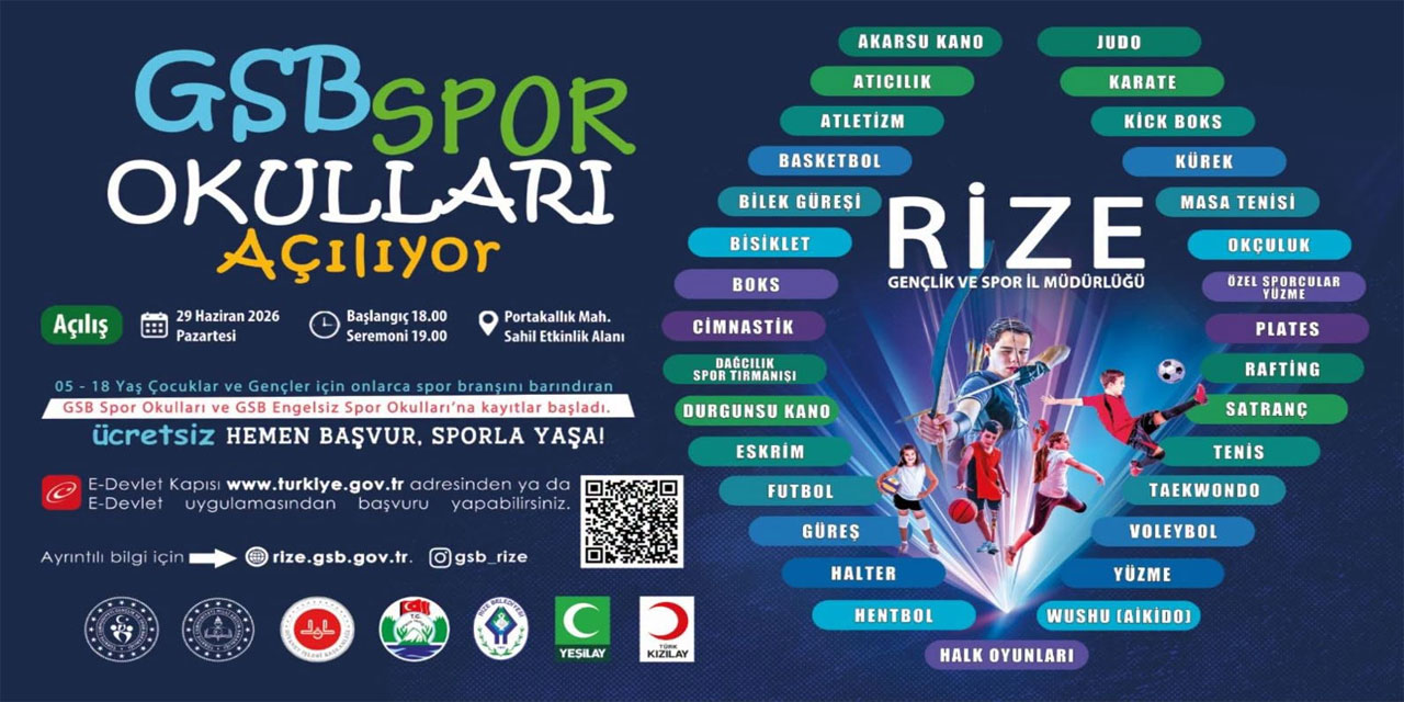 Rize'de GSB Yaz Spor Okulları İçin Başvurular Başladı