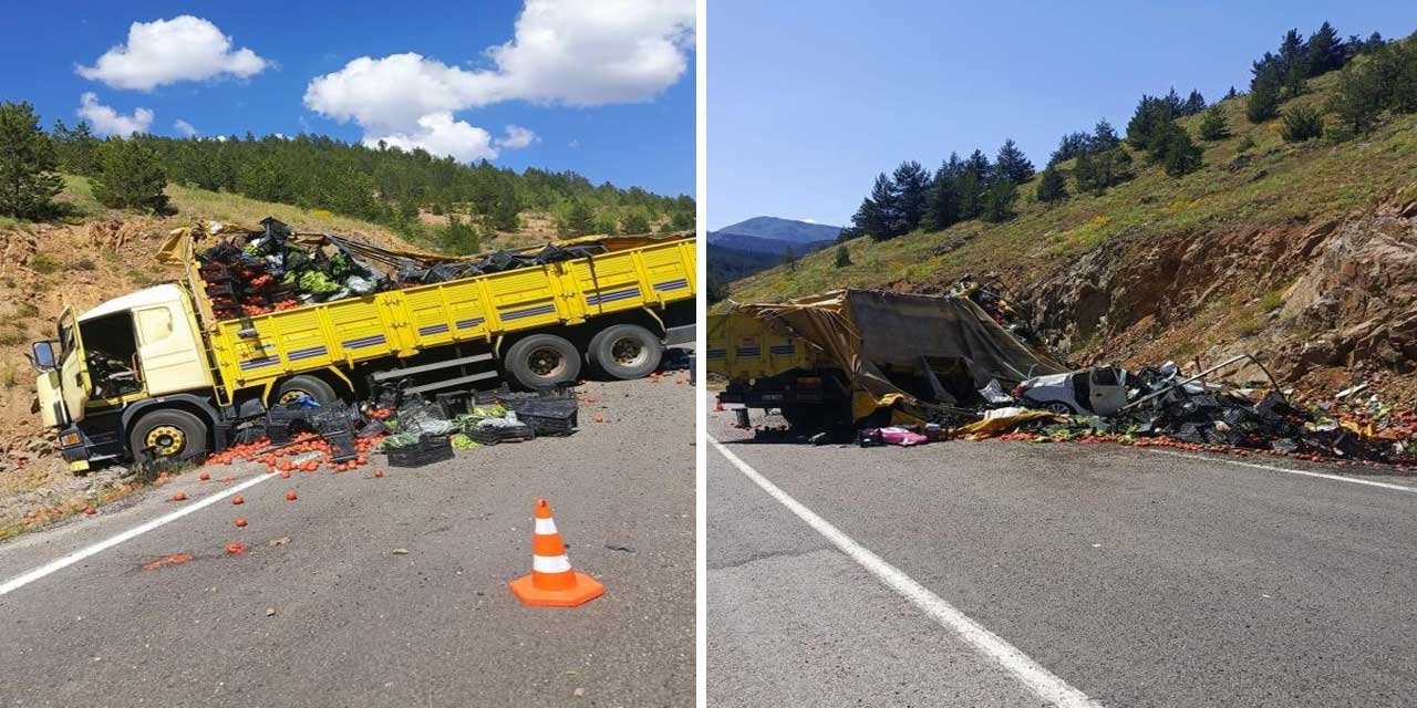 Rize plakalı sebze yüklü kamyon otomobile arkadan çarptı: 4 yaralı