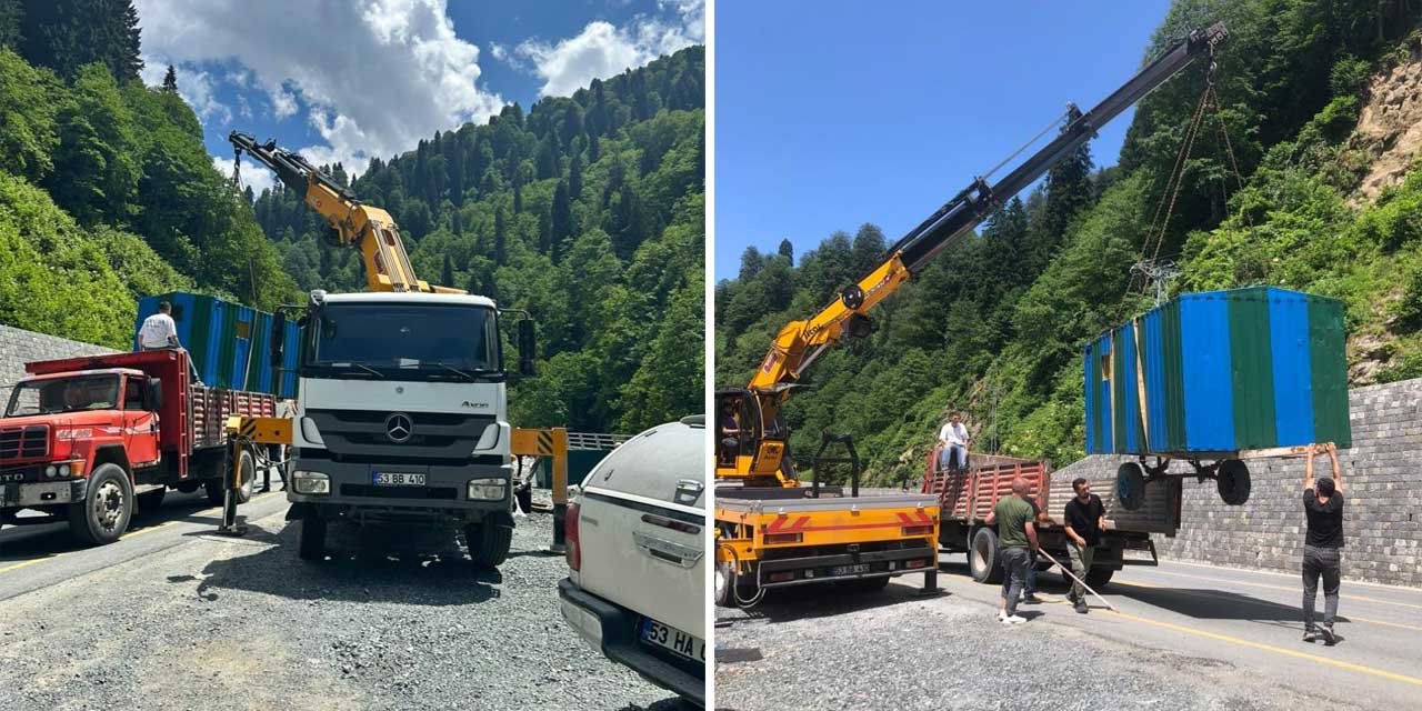 Ayder Yaylası yolundaki izinsiz yapılar kaldırıldı