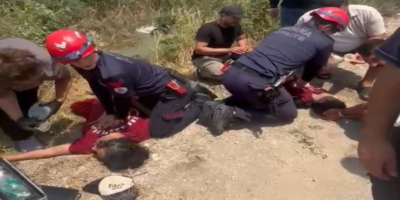 Sulama kanalına uçan otomobildeki anne ve oğlu kurtarılamadı