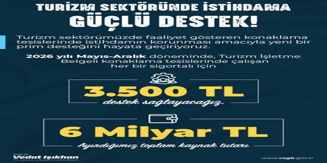Bakan Işıkhan: Konaklama tesislerinde çalışan her bir sigortalı için 3 bin 500 TL destek sağlayacağız