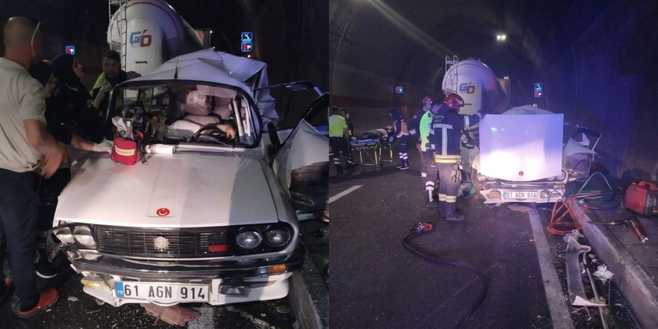 Yeni Zigana Tüneli'nde tır otomobile arkadan çarptı: 1ölü, 2 yaralı