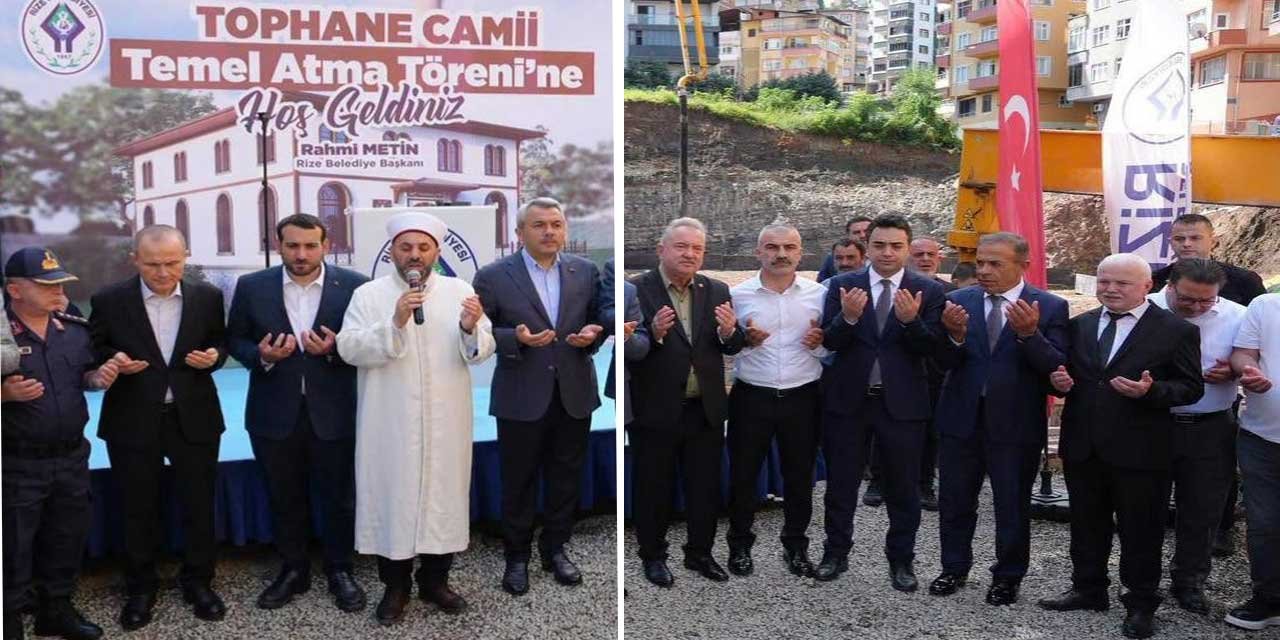 Rize’de Tophane Mahallesi Camii'nin Temeli Dualarla Atıldı
