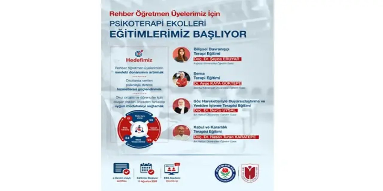 Eğitim-Bir-Sen, rehber öğretmenler için ‘Psikoterapi Ekolleri' eğitimlerini başlatıyor