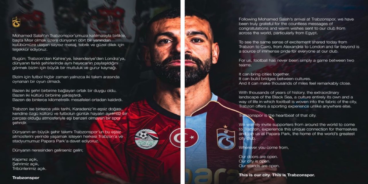 Trabzonspor’dan dünyaya Salah daveti: Kapımız, şehrimiz, tribünlerimiz açık