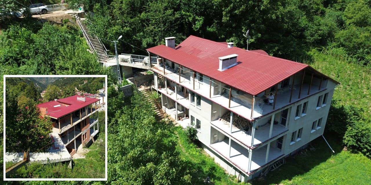 “Karadeniz usulü” mimari: Eve çatı katından giriliyor