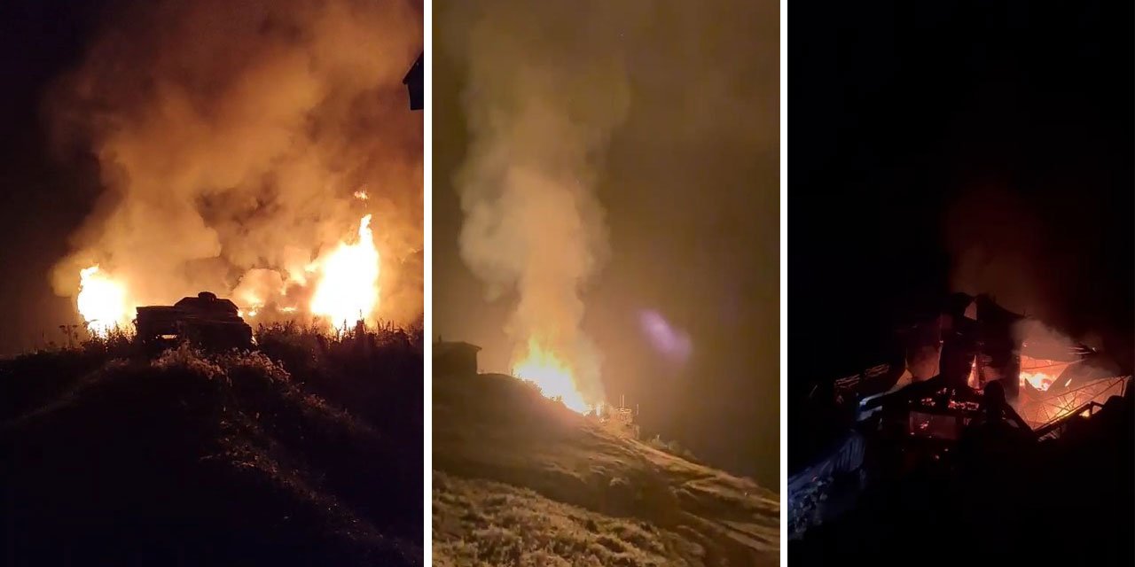 Pokut Yaylasında yangın: 2 katlı ahşap tesis yandı