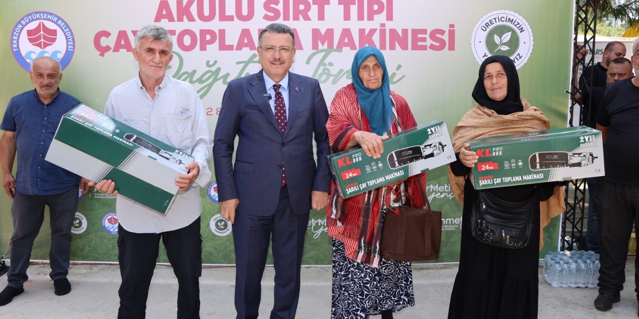Trabzon’da çay üreticilerine şarjlı çay toplama makinesi hibe edildi
