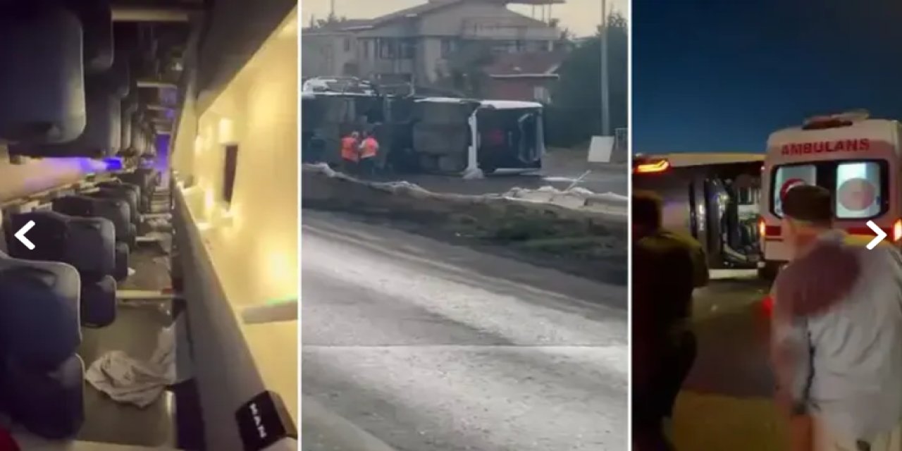 Büyükçekmece’de servis otobüsü devrildi: 18 yaralı