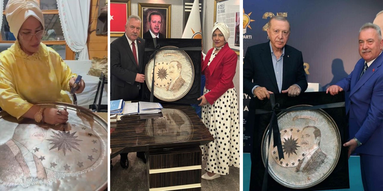 Rizeli Bakır Sanatçı 100 Yıllık Siniye Erdoğan Portresi işledi