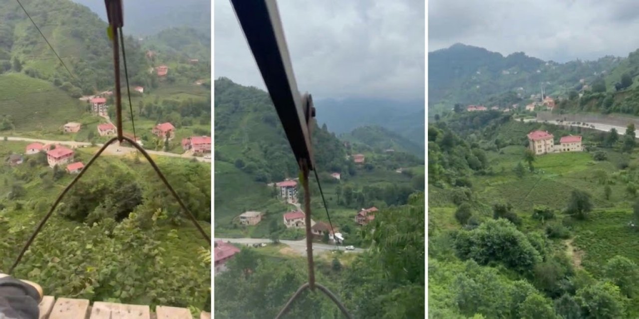 Rize'de ilkel teleferikle 'heyecanlı' yolculuk