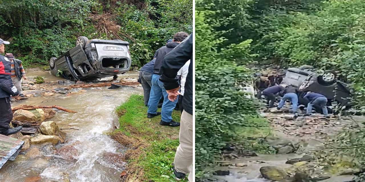 Trabzon’da araç dereye uçtu: 3’ü ağır 5 yaralı