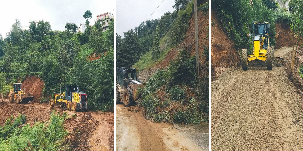 Köy yollarında heyelanın izleri siliniyor