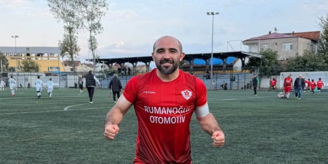 Amatör futbolcunun "11 taklalı" gol sevinci