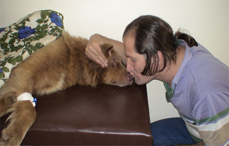 Vurulan köpeğini tedavi için Artvin'den Erzurum'a getirdi