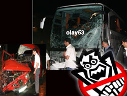 Rize Otobüsü Kaza Yaptı