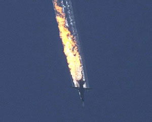 TSK'nın düşürdüğü Rus savaş uçağı böyle görüntülendi! VİDEO İZLE