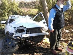 Yoldan Çıkan Otomobil Ağaca Çarptı: İki Yaralı