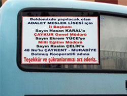 Dolmuş'da Teşekkür İlanı