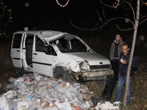 Kamyonet Şarampole Yuvarlandı: 4 Yaralı