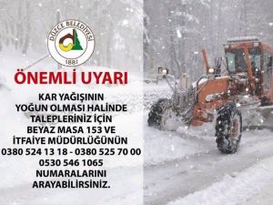 Düzce Belediyesinden Don Ve Buzlanma Uyarısı